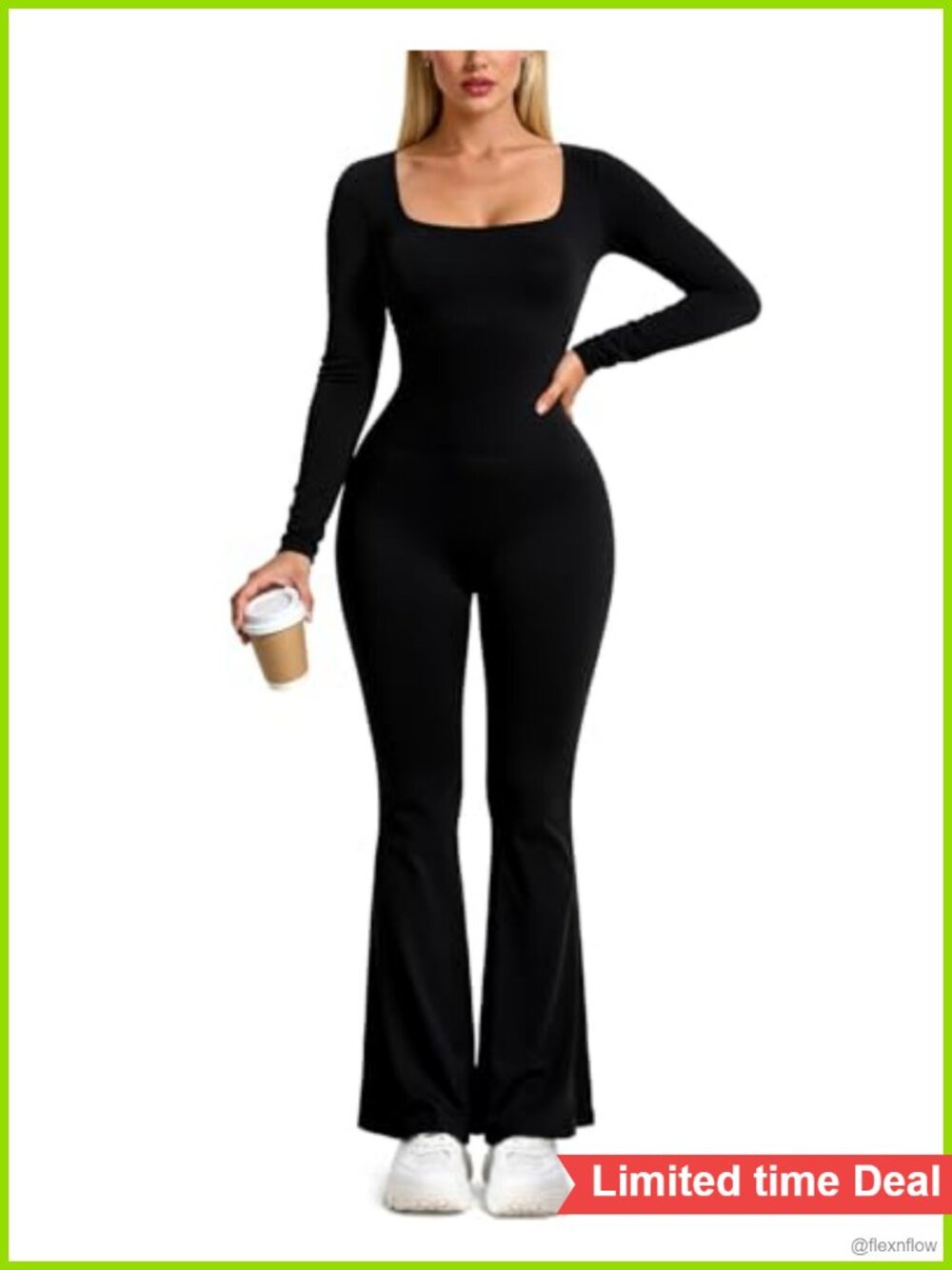 Long Sleeve Ribbed Workout Jumpsuit One Piece Slimming Romper